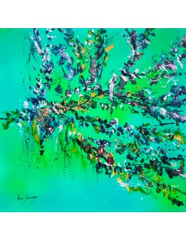 tableau abstrait arbre fleuri contemporain