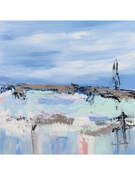 tableau abstrait bleu pastel