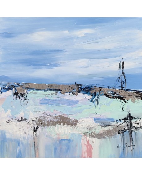 tableau abstrait bleu pastel