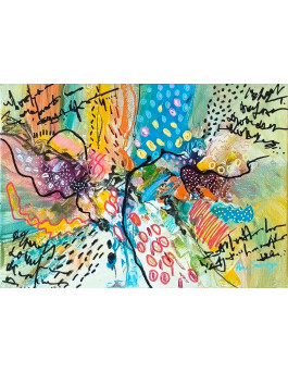 petit tableau abstrait multicolore