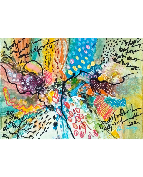 petit tableau abstrait multicolore