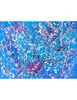 tableau abstrait arbres en fleurs