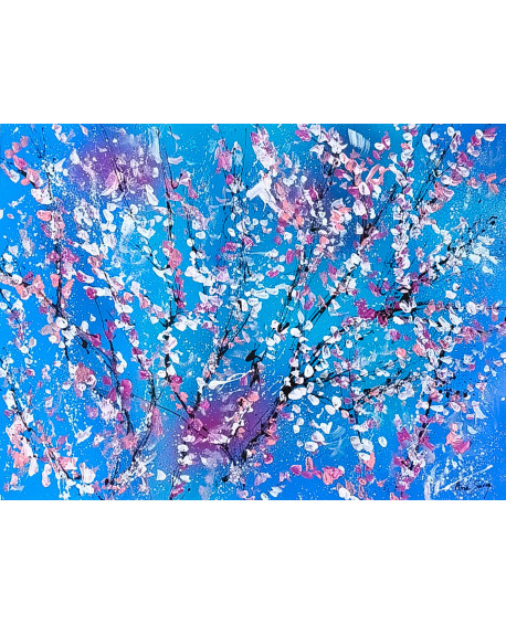 tableau abstrait arbres en fleurs