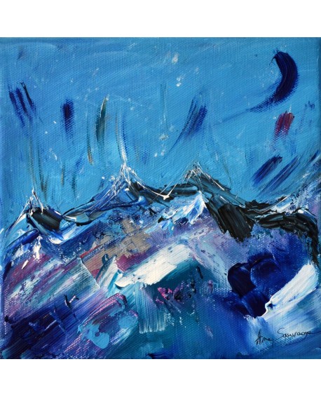 Tableau moderne bleu montagnes