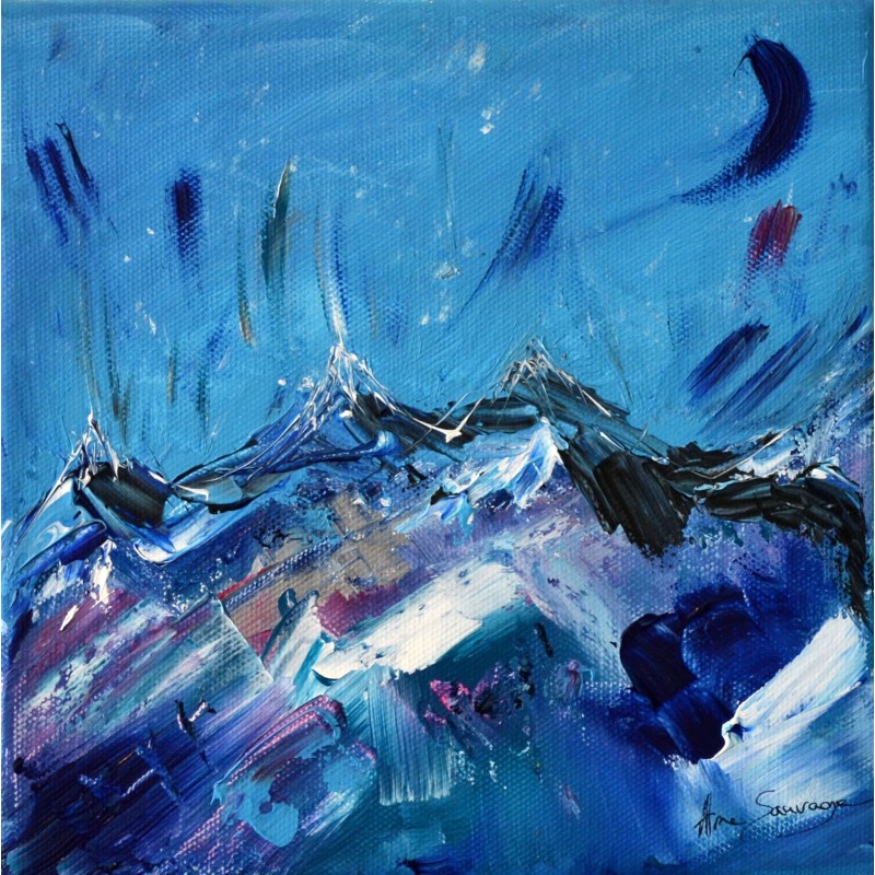 Tableau moderne bleu montagnes