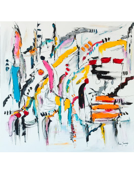 grand tableau abstrait multicolore