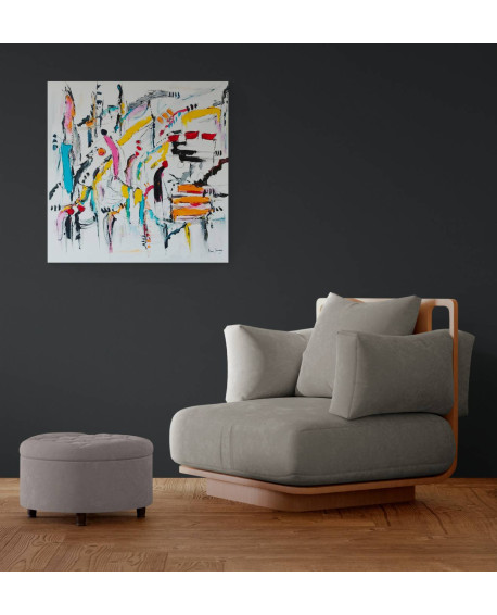 grand tableau abstrait multicolore