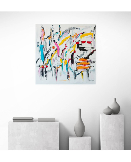 grande peinture abstraite multicolore