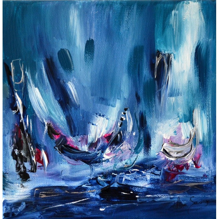Le calme intérieur - peinture abstraite bleu au couteau