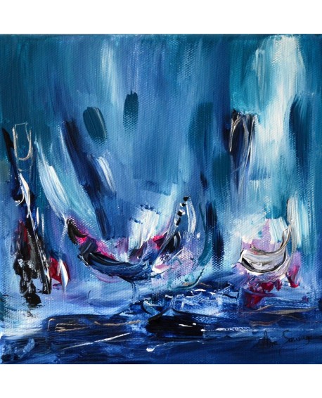 Le calme intérieur - peinture abstraite bleu au couteau