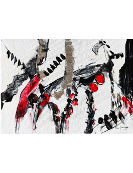 tableau abstrait noir blanc rouge