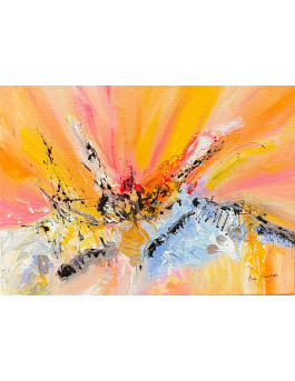 tableau abstrait orange jaune coloré