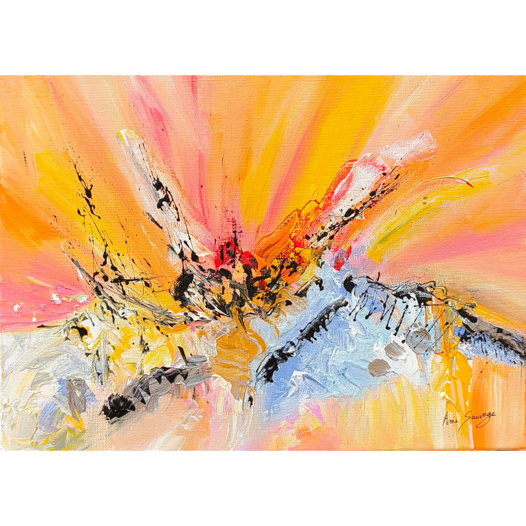 tableau abstrait orange jaune coloré