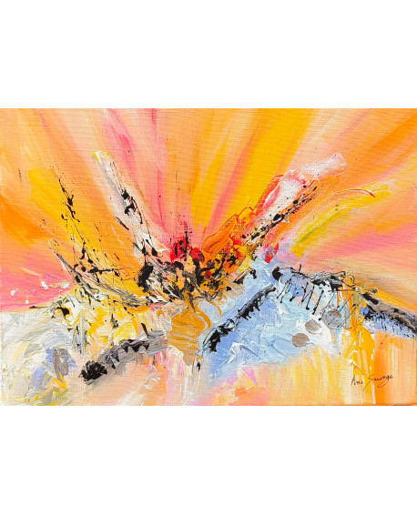 tableau abstrait orange jaune coloré
