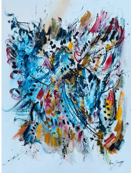 peinture abstraite fleurs sur papier