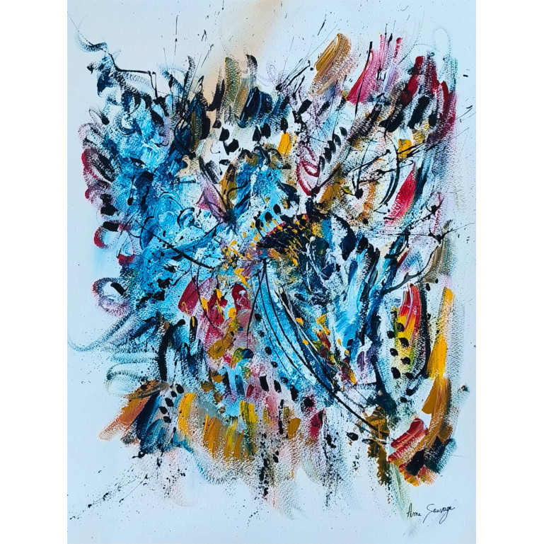 peinture abstraite fleurs sur papier