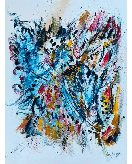 peinture abstraite fleurs sur papier