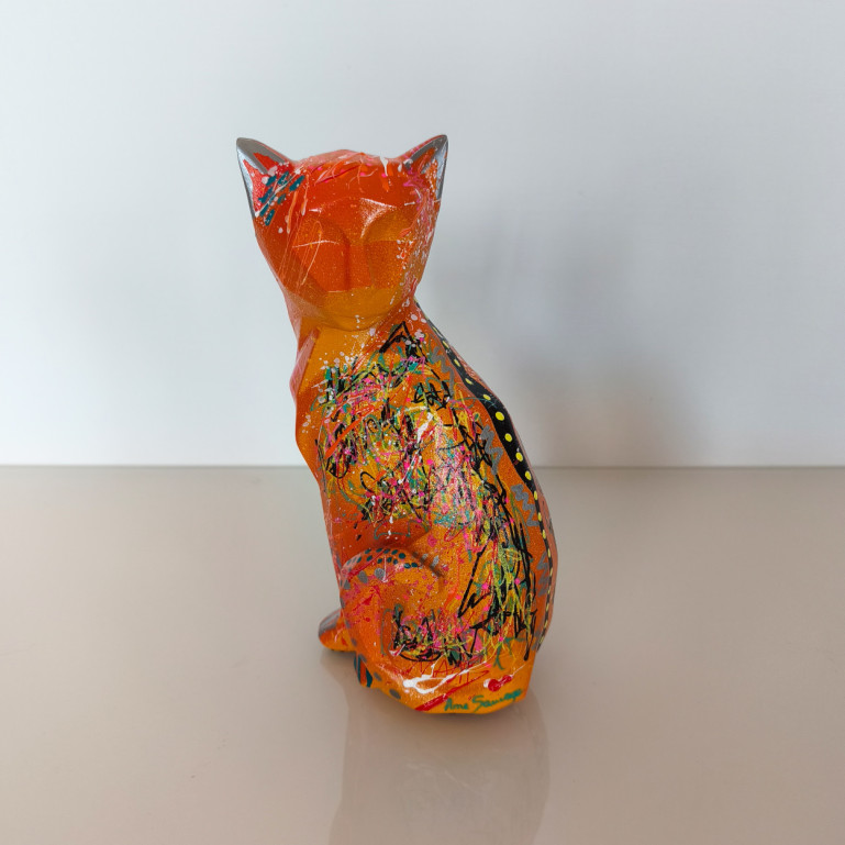 sculpture chat pop art orange