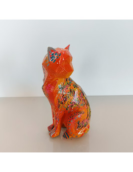 statuette chat pop art orange