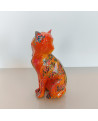 statuette chat pop art orange