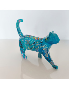 statuette chat bleu