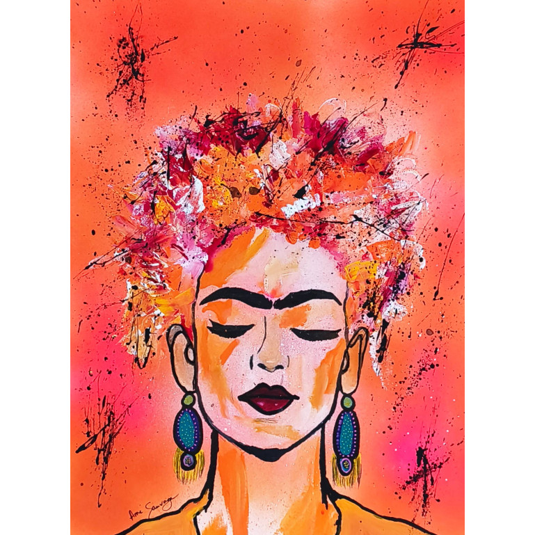 Tableau pop art coloré de Frida Kahlo