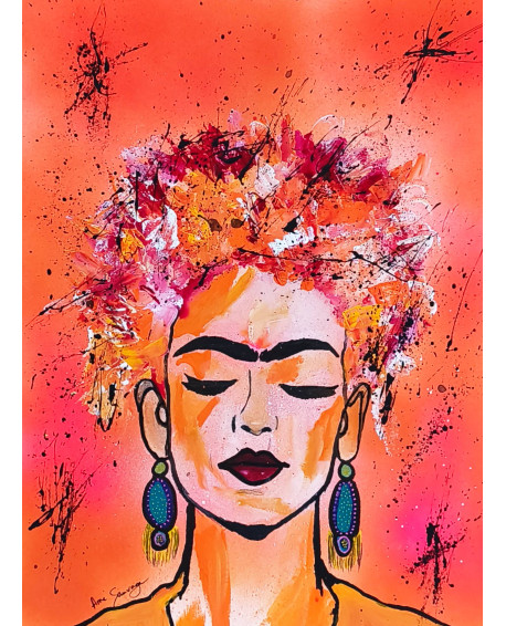 Tableau pop art coloré de Frida Kahlo