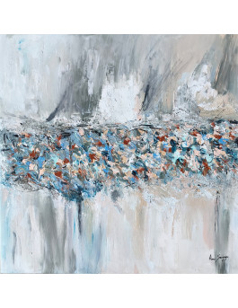 tableau abstrait beige gris texturé