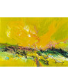 tableau abstrait vert jaune