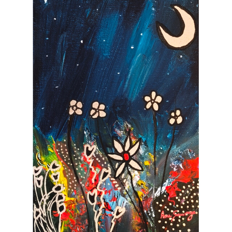 petit tableau abstrait fleurs