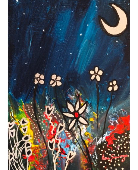 petit tableau abstrait fleurs