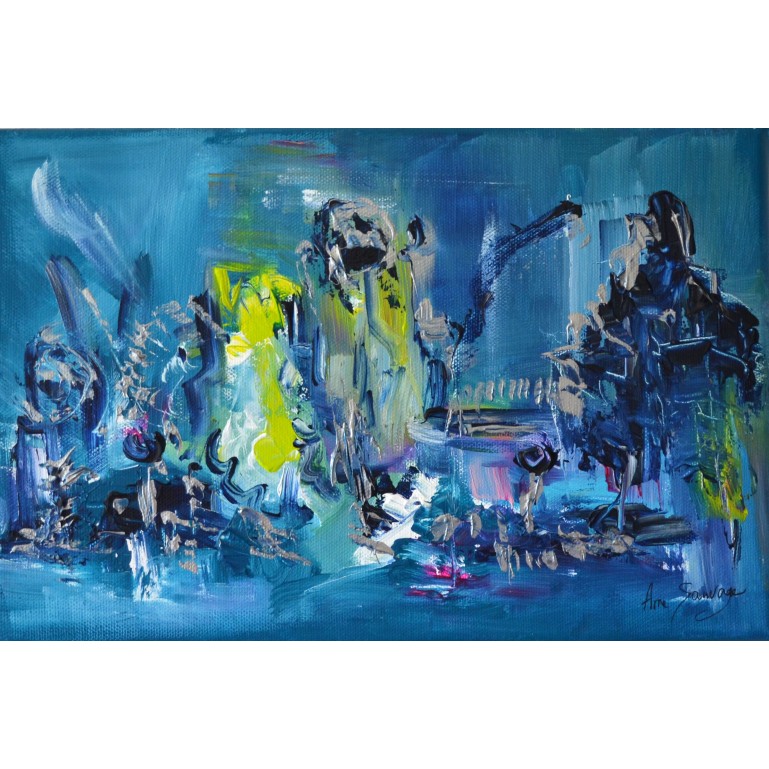 tableau contemporain bleu