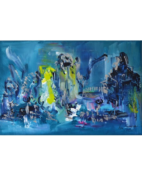 tableau contemporain bleu