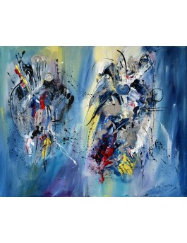 tableau contemporain abstrait bleu