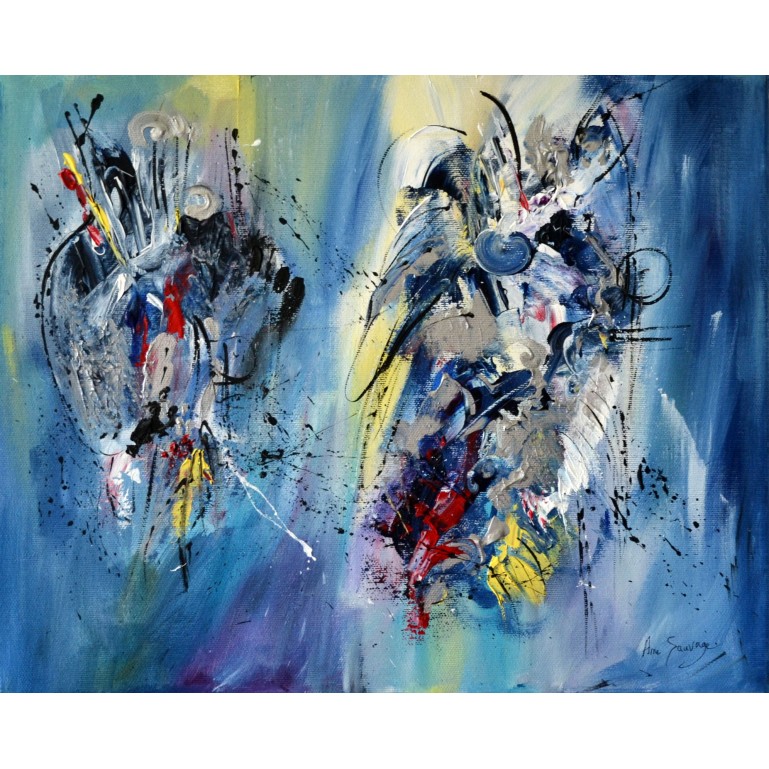 tableau contemporain abstrait bleu