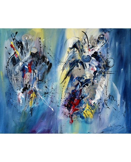tableau contemporain abstrait bleu