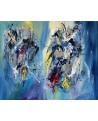 tableau contemporain abstrait bleu