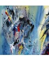 tableau contemporain abstrait bleu