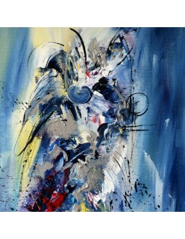 tableau contemporain abstrait bleu