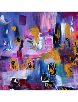 tableau abstrait violet et or