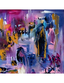 tableau abstrait violet et or