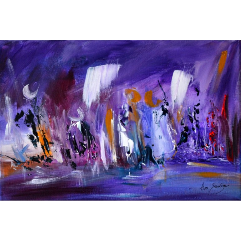 tableau abstrait violet
