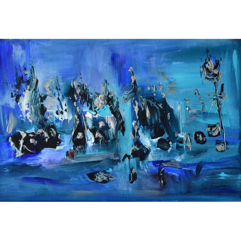 peinture abstraite bleu moderne