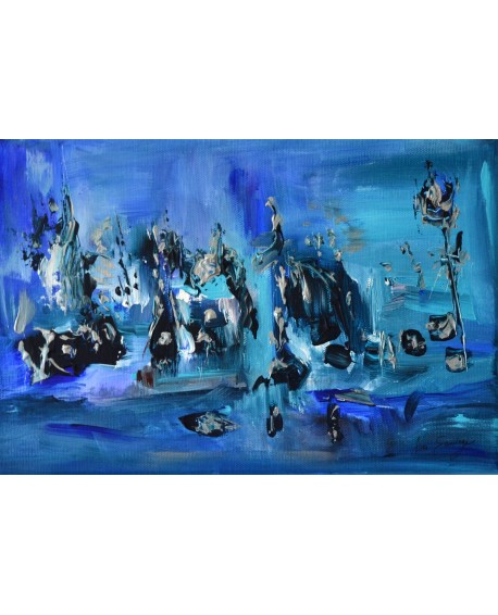 peinture abstraite bleu moderne