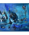 peinture abstraite moderne bleu