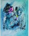 tableau abstrait vertical bleu