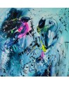 tableau abstrait vertical bleu