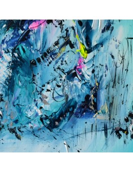 tableau abstrait vertical bleu