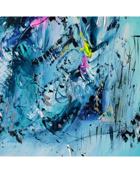 tableau abstrait vertical bleu