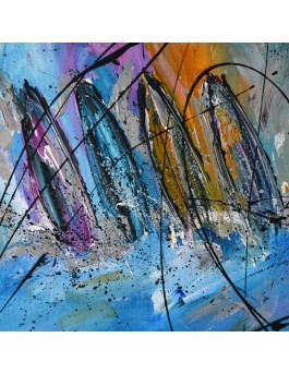4 voiliers en mer - peinture marine moderne